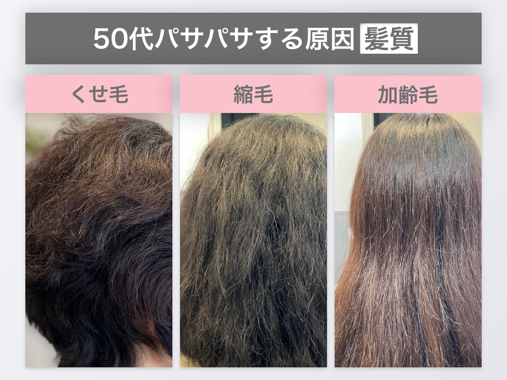 加齢によるくせ毛、50代女性の髪質変化例